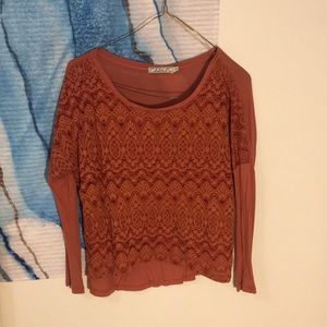 Chloe K long sleeve lace patterned t shirt